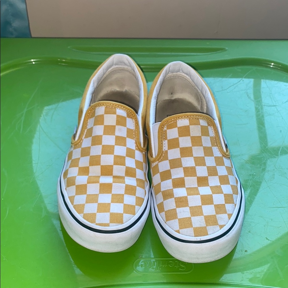 Vans Yellow Checkered Slip-On Shoes